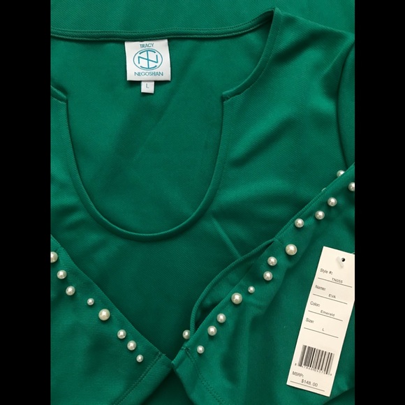 NWT Tracy Negoshian, Emerald Dress, Size:L - Picture 4 of 9